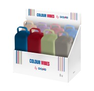 Dohe Colour Vibes Expositor con 8 Portatodo - Cremallera - Tirador de Goma - Silicona de Tacto Suave - Asa Lateral - Colores Surtidos