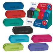 Dohe Colour Vibes Expositor con 8 Portatodos Dobles de Silicona - Cierre con Cremallera y Tirador de Goma - Colores Surtidos