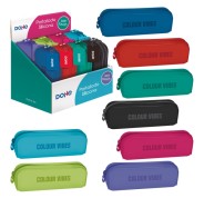 Dohe Colour Vibes Expositor con 8 Portatodos Simples de Silicona - Cierre con Cremallera y Tirador de Goma - Colores Surtidos