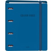 Dohe Colour Vibes Polyfoam Carpeta de 4 Anillas Mixtas de 35mm A4 Recambio 100 Hojas Cuadricula 5mm - Cubierta de Polyfoam 2mm - Cierre con Goma - Incluye 4 Separadores y Sobre de Polipropileno - Color Azul