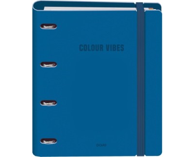 Dohe Colour Vibes Polyfoam Carpeta de 4 Anillas Mixtas de 35mm A4 Recambio 100 Hojas Cuadricula 5mm - Cubierta de Polyfoam 2mm - Cierre con Goma - Incluye 4 Separadores y Sobre de Polipropileno - Color Azul