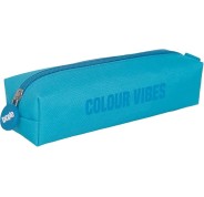 Dohe Colour Vibes Portatodo Cuadrado - Cierre con Cremallera y Tirador de Goma - Color Azul Cyan