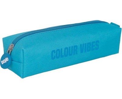 Dohe Colour Vibes Portatodo Cuadrado - Cierre con Cremallera y Tirador de Goma - Color Azul Cyan