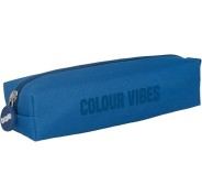 Dohe Colour Vibes Portatodo Cuadrado - Cierre con Cremallera y Tirador de Goma - Color Azul