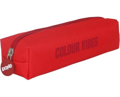 Dohe Colour Vibes Portatodo Cuadrado - Cierre con Cremallera y Tirador de Goma - Color Rojo
