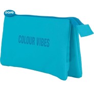 Dohe Colour Vibes Portatodo Triple - Cierre Doble con Cremallera y Tirador de Goma - Color Azul Cyan