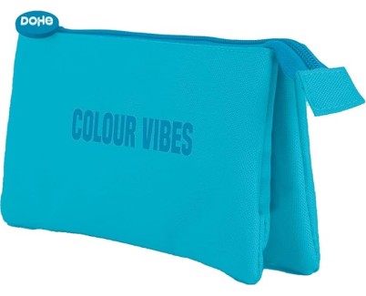 Dohe Colour Vibes Portatodo Triple - Cierre Doble con Cremallera y Tirador de Goma - Color Azul Cyan