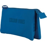 Dohe Colour Vibes Portatodo Triple - Cierre Doble con Cremallera y Tirador de Goma - Color Azul