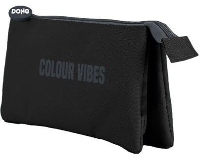 Dohe Colour Vibes Portatodo Triple - Cierre Doble con Cremallera y Tirador de Goma - Color Negro