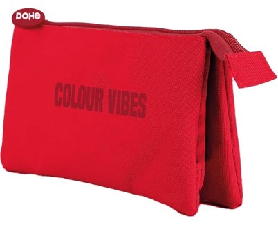 Dohe Colour Vibes Portatodo Triple - Cierre Doble con Cremallera y Tirador de Goma - Color Rojo