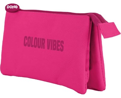 Dohe Colour Vibes Portatodo Triple - Cierre Doble con Cremallera y Tirador de Goma - Color Rosa
