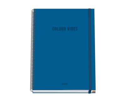 Dohe Colour Vives Cuaderno Espiral A4 100 Hojas Microperforadas Cuadricula 5mm - Tapa Dura Carton Forrado - Cierre de Goma - Bandas de Color - Color Azul