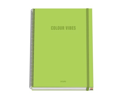 Dohe Colour Vives Cuaderno Espiral A4 100 Hojas Microperforadas Cuadricula 5mm - Tapa Dura Carton Forrado - Cierre de Goma - Bandas de Color - Color Verde Lima