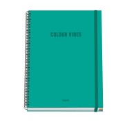 Dohe Colour Vives Cuaderno Espiral A4 100 Hojas Microperforadas Cuadricula 5mm - Tapa Dura Carton Forrado - Cierre de Goma - Bandas de Color - Color Verde