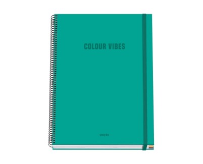 Dohe Colour Vives Cuaderno Espiral A4 100 Hojas Microperforadas Cuadricula 5mm - Tapa Dura Carton Forrado - Cierre de Goma - Bandas de Color - Color Verde