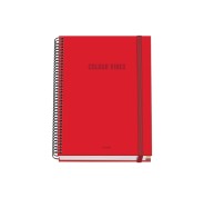 Dohe Colour Vives Cuaderno Espiral A5 100 Hojas Cuadricula 5mm - Tapa Dura Impresa a todo Color y Plastificada en Brillo - Bandas de Color - Cierre de Goma - Color Rojo
