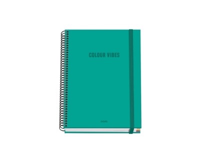 Dohe Colour Vives Cuaderno Espiral A5 100 Hojas Cuadricula 5mm - Tapa Dura Impresa a todo Color y Plastificada en Brillo - Bandas de Color - Cierre de Goma - Color Verde