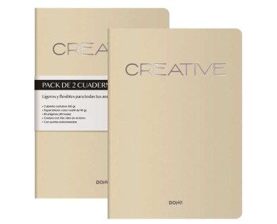 Dohe Creative Cuaderno Notebook A4 40 Hojas Lisas - Papel Ahuesado 90 g/m2 - Tapa en Cartulina 300g/m2 - Color Beige