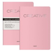 Dohe Creative Cuaderno Notebook A4 40 Hojas Lisas - Papel Ahuesado 90 g/m2 - Tapa en Cartulina 300g/m2 - Color Rosa