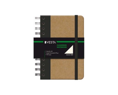 Dohe Cuaderno Cartone con Puntas Redondeadas - Tapa en Tres Piezas - Encuadernacion Doble Espiral Negro - 96 Hojas de Papel Ahuesado - Cierre de Gomas