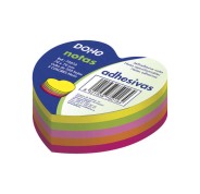 Dohe Cubo de 250 Notas Reposicionables con Forma de Corazon - Tamaño 70x70mm - Papel de 75gr - Ideal para Oficina y Escuela - Colores Neon Surtidos