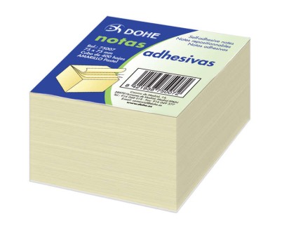 Dohe Cubo de 400 Notas Reposicionables - Tama&ntilde;o 75x75mm - Papel de 75gr - Ideal para Oficina y Escuela - Color Amarillo Claro