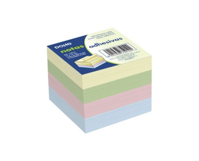Dohe Cubo de 400 Notas Reposicionables - Tamaño 75x75mm - Papel de 75gr - Ideal para Oficina y Escuela - Colores Pastel Surtidos