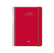 Dohe Denver Agenda Anual - Dia Pagina - Sabado y Domingo misma Pagina - Cierre con Goma Elastica - Tamaño 15x21cm - Color Rojo