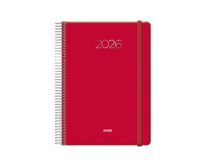 Dohe Denver Agenda Anual - Dia Pagina - Sabado y Domingo misma Pagina - Cierre con Goma Elastica - Tama&ntilde;o 15x21cm - Color Rojo