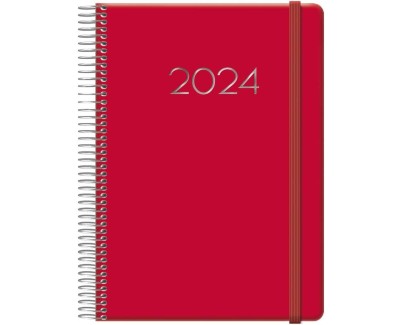 Dohe Denver Agenda Anual - Dia Pagina - Sabado y Domingo misma Pagina - Cierre con Goma Elastica - Tamaño 15x21cm - Color Rojo