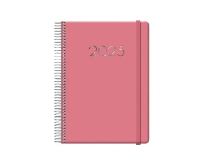 Dohe Denver Agenda Anual - Dia Pagina - Sabado y Domingo misma Pagina - Cierre con Goma Elastica - Tamaño 15x21cm - Color Rosa