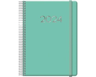 Dohe Denver Agenda Anual - Dia Pagina - Sabado y Domingo misma Pagina - Cierre con Goma Elastica - Tamaño 15x21cm - Color Verde