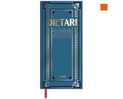 Dohe Dietario Anual Dos Tercios en Catalan - Dia Pagina - Fabricado en Geltex con Carton Contracolado - Tamaño 14.5x31cm - Colores Surtidos Aleatorios