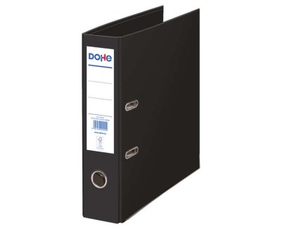 Dohe Ecofile Archivador de Palanca Tama&ntilde;o Folio 320x285mm - Carton Rigido Forrado - Ollao, Rado, Tarjetero Adhesivo - Cantonera Larga Metalica - Color Negro
