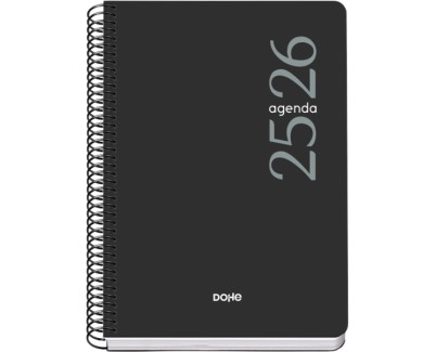 Dohe Esencial Agenda Escolar 25/26 Espiral A5 - Semana Vista - Papel 70g/m2 - Cubierta en Polipropileno - Color Negro
