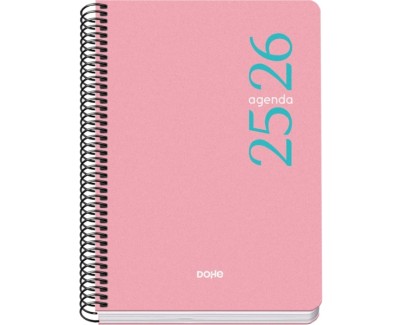Dohe Esencial Agenda Escolar 25/26 Espiral A5 - Semana Vista - Papel 70g/m2 - Cubierta en Polipropileno - Color Rosa
