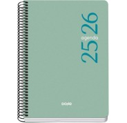 Dohe Esencial Agenda Escolar 25/26 Espiral A5 - Semana Vista - Papel 70g/m2 - Cubierta en Polipropileno - Color Verde