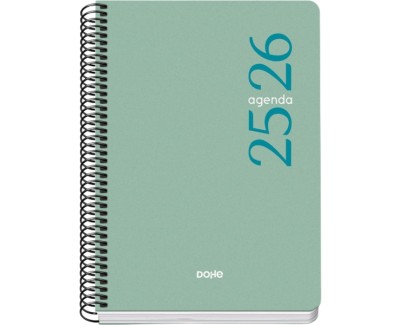Dohe Esencial Agenda Escolar 25/26 Espiral A5 - Semana Vista - Papel 70g/m2 - Cubierta en Polipropileno - Color Verde