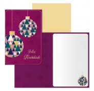 Dohe Esferas Pack de 6 Tarjetas de Felicitacion Navideña con Sobre - Tamaño Cerrada 11.5x17cm, Abierta 23x17cm - Papel Offset - Impresas a todo Color