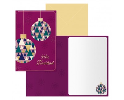 Dohe Esferas Pack de 6 Tarjetas de Felicitacion Navideña con Sobre - Tamaño Cerrada 11.5x17cm, Abierta 23x17cm - Papel Offset - Impresas a todo Color