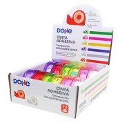 Dohe Expositor con 12 Mini Portarrollos - Cinta Adhesiva 18mm x 20m - Colores Surtidos