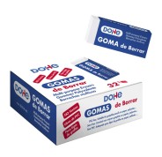 Dohe Expositor con 32 Gomas de Borrar Libres de PVC 59x23x10mm - Borrado Suave y Eficaz - Para todo tipo de Lapices - Color Blanco