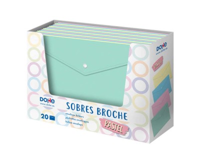 Dohe Expositor de 20 Sobres Broche Tama&ntilde;o Folio - 200 Micras - Colores Surtidos