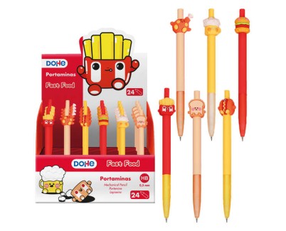 Dohe Expositor de 24 Portaminas 0.5mm - Grip de Caucho - Decorados con Forma de Alimentos