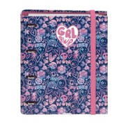 Dohe Girl Power Carpeta con 4 Anillas de 35mm - 100 Hojas Offset de 90g - 5x5mm - 4 Separadores - Sobre Multitaladro - Cubierta de Carton Plastificado - 28x32x4cm - Multicolor