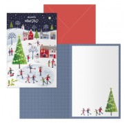 Dohe Ice Rink Pack de 6 Tarjetas de Felicitacion Navideña con Sobre - Tamaño Cerrada 11.5x17cm, Abierta 23x17cm - Papel Offset - Impresas a todo Color