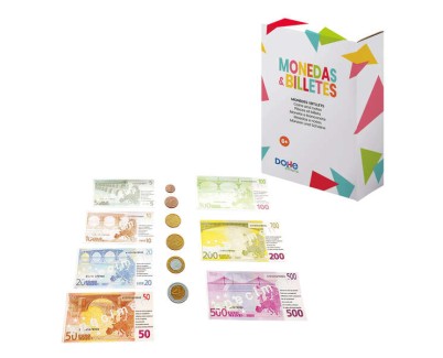 Dohe Juego de Monedas y Billetes de Euro - Plastico Resistente - Reutilizable - Recomendado para Primaria