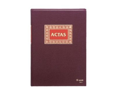 Dohe Libro Actas 50 Hojas Numeradas Papel Offset de 100gr - Tama&ntilde;o Folio Natural - Encuadernacion en Tela de Primera Calidad con Estampacion en Rojo y Oro - Impreso a 2 Colores - Color Burdeos