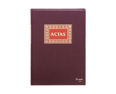 Dohe Libro Actas 50 Hojas Numeradas Papel Offset de 100gr - Tamaño Folio Natural - Encuadernacion en Tela de Primera Calidad con Estampacion en Rojo y Oro - Impreso a 2 Colores - Color Burdeos