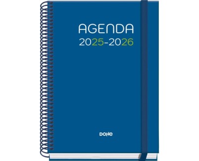 Dohe Logic Agenda Escolar 25/26 Espiral A5 - Semana Vista - Papel 70g/m2 - 4 Hojas de Pegatinas - Cubierta de Carton Plastificado - Cierre con Goma Elastica
